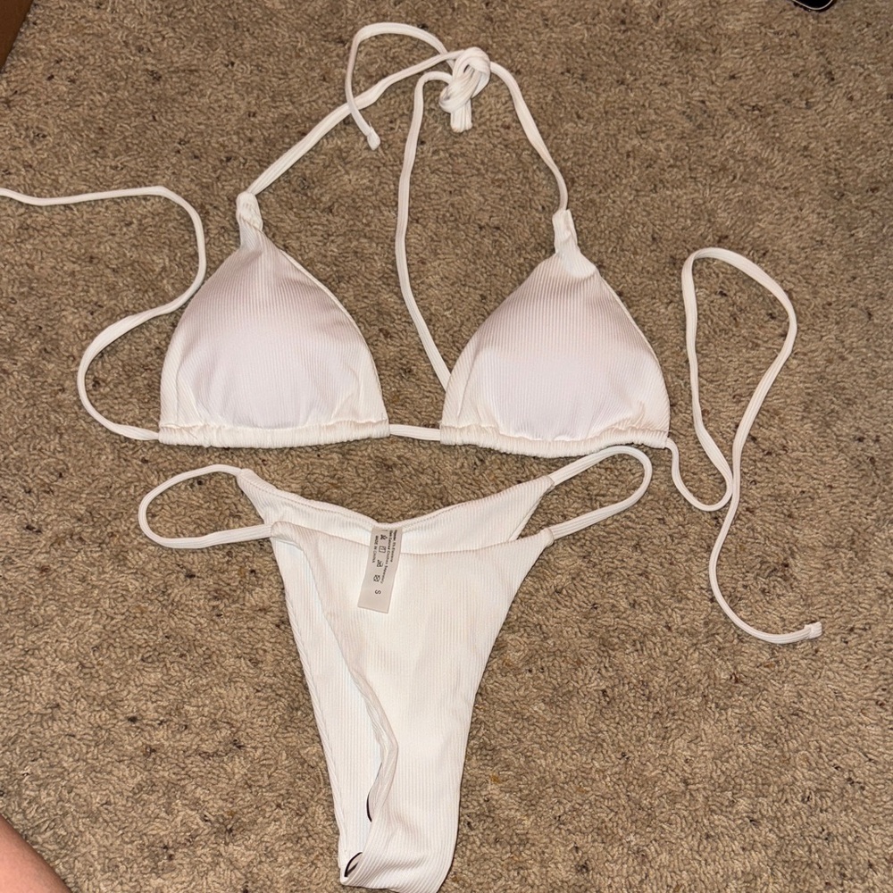 SHEIN Ivory and black Bikini Set